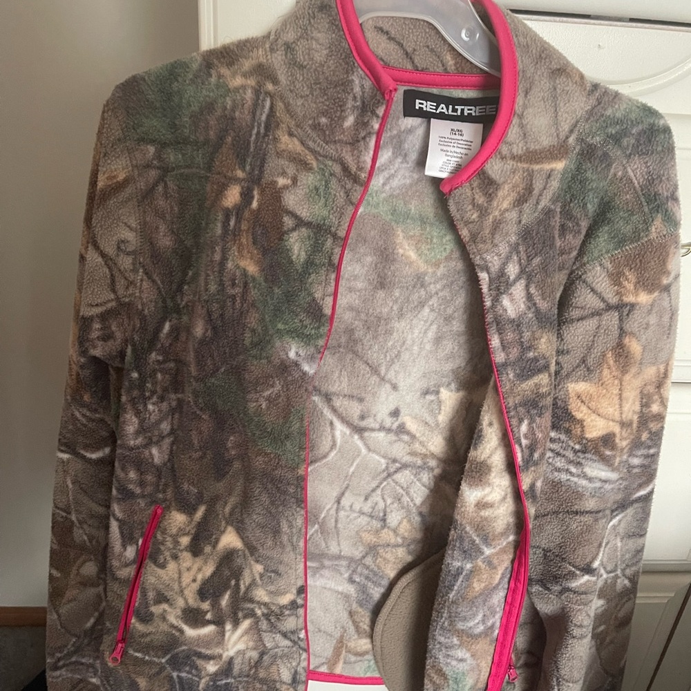 Camouflage with pink trim zip up sweatshirt